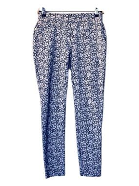 Michael Kors Floral Print Skinny Pants Black and  White with Gold Hardware Small